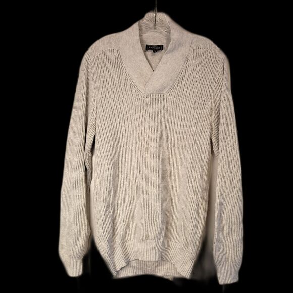 Express Men's Waffle Knit Shawl Collar Sweater Gray S Grandpa Old Money Preppy - Picture 1 of 6